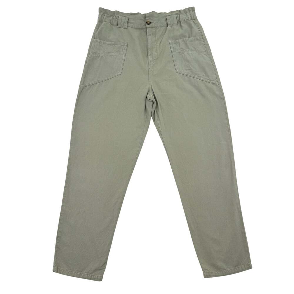 ba&sh Cotton Linen Utility Pants Relaxed Straight Leg Crop High Rise Paper Bag